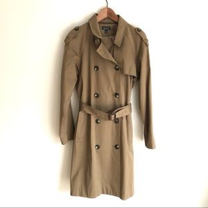 Topshop Long Trench Coat Rain Jacket Belted Tan Khaki Over Coat